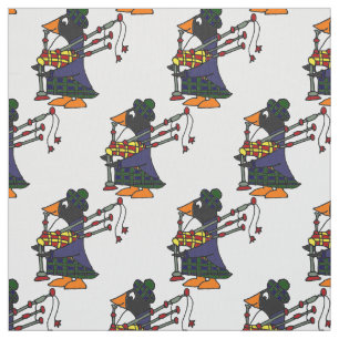 Funny Penguin Playing Bagpipes Art Original Fabric