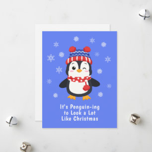 Funny Penguin Pun Snowflake Christmas Holiday Card