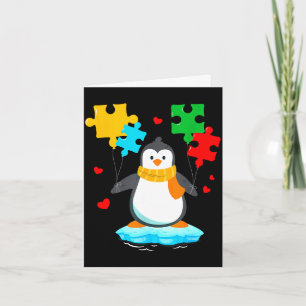 Funny penguin puzzle autism awareness month kids card
