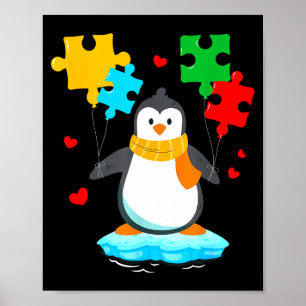 Funny penguin puzzle autism awareness month kids poster