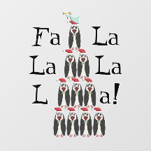 Funny Penguin Pyramid Christmas Tree Window Cling