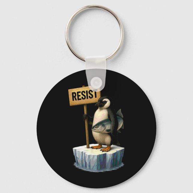 Funny Penguin Resist Cool Penguins Resist 2  Key Ring (Front)