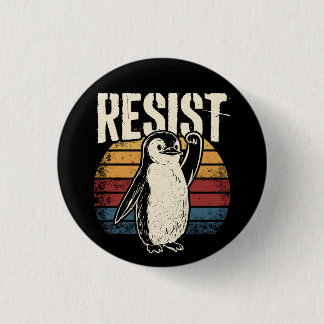 Funny Penguin Resist Cool Penguins Resist 3 Cm Round Badge