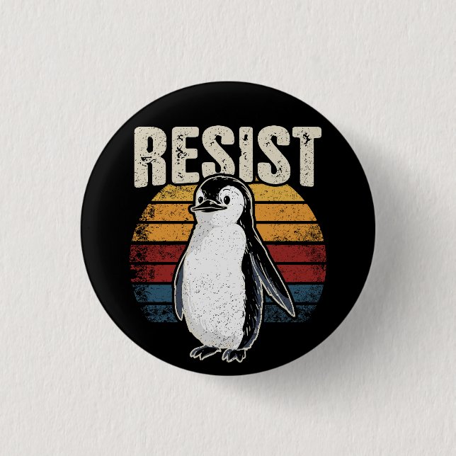 Funny Penguin Resist Cool Penguins Resist 3 Cm Round Badge (Front)