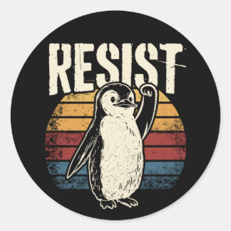 Funny Penguin Resist Cool Penguins Resist Classic Round Sticker