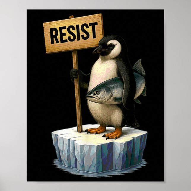 Funny Penguin Resist Cool Penguins Resist  Poster (Front)