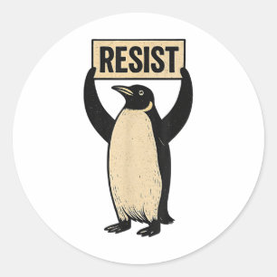Funny Penguin Resist Cool Penguins Vintage Protest Classic Round Sticker