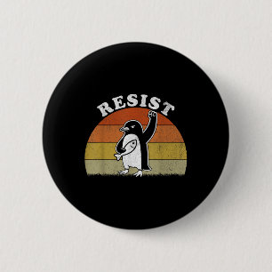 Funny Penguin Resist Penguins Protest Against Tari 6 Cm Round Badge