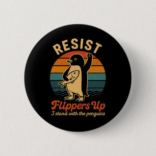 Funny Penguin Resist Penguins Protest Against Tari 6 Cm Round Badge