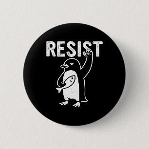 Funny Penguin Resist Penguins Protest Against Tari 6 Cm Round Badge