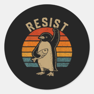 Funny Penguin Resist Penguins Protest Against Tari Classic Round Sticker