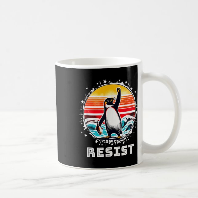 Funny Penguin Resist Penguins Protest Against Tari Coffee Mug (Right)
