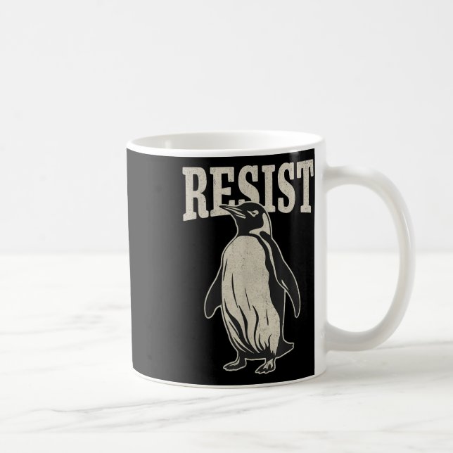 Funny Penguin Resist Penguins Protest Against Tari Coffee Mug (Right)