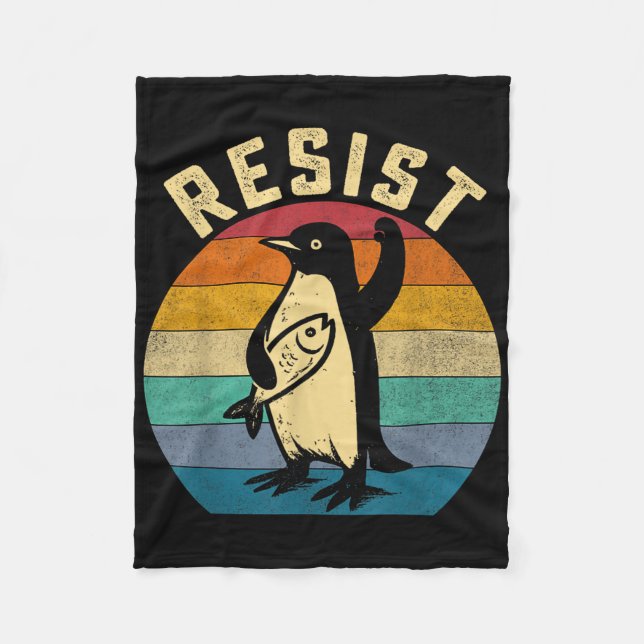 Funny Penguin Resist Penguins Protest Against Tari Fleece Blanket (Front)