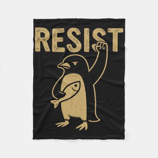 Funny Penguin Resist Penguins Protest Against Tari Fleece Blanket (Front)