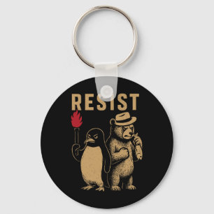 Funny Penguin Resist Penguins Protest Against Tari Key Ring