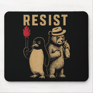 Funny Penguin Resist Penguins Protest Against Tari Mouse Pad