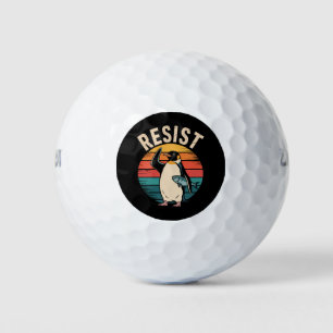 Funny Penguin Resist Protest Against Tariffs Golf Balls