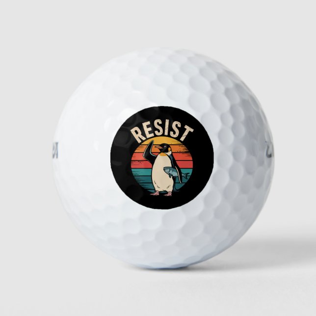 Funny Penguin Resist Protest Against Tariffs  Golf Balls (Front)