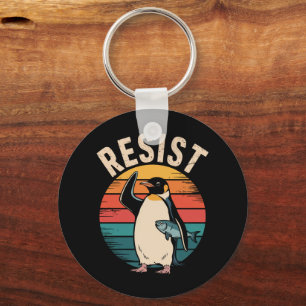 Funny Penguin Resist Protest Against Tariffs  Key Ring