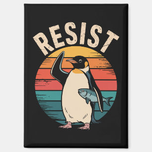 Funny Penguin Resist Protest Against Tariffs Magnet