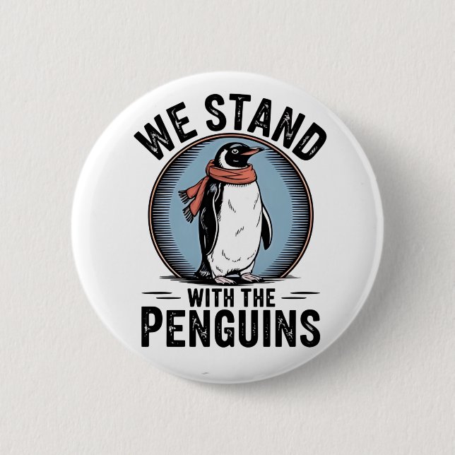 Funny Penguin Resist Protest Against Tarrifs  6 Cm Round Badge (Front)