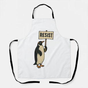 Funny Penguin Resist Protest Against Tarrifs  Apron
