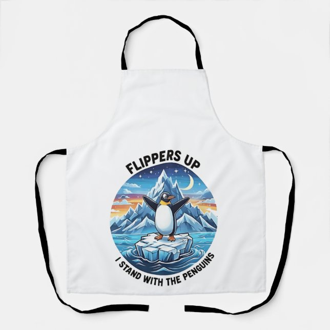 Funny Penguin Resist Protest Against Tarrifs  Apron (Front)