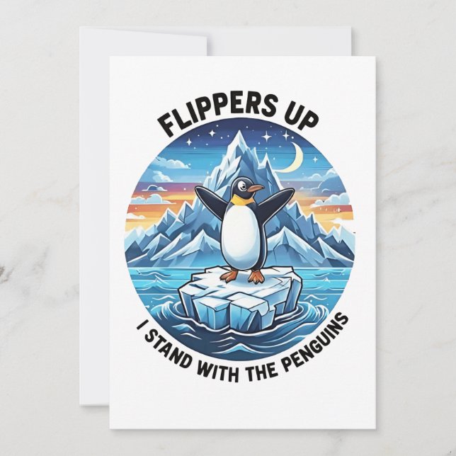 Funny Penguin Resist Protest Against Tarrifs  Holiday Card (Front)