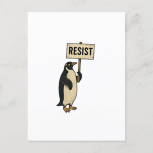 Funny Penguin Resist Protest Against Tarrifs Invitation Postcard