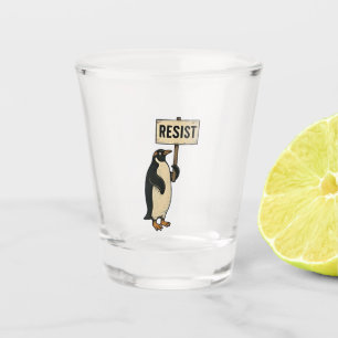 Funny Penguin Resist Protest Against Tarrifs Shot Glass