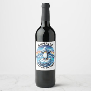 Funny Penguin Resist Protest Against Tarrifs  Wine Label