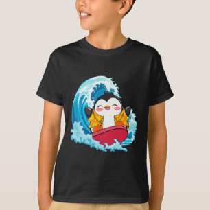 Funny Penguin Surfing Summer Vacation Beach Surfer T-Shirt