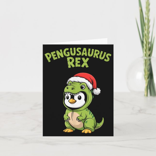 Funny Penguin T-rex Costume Christmas Kids Boys  Card (Front)
