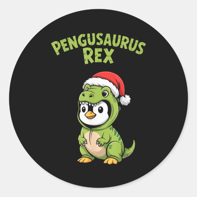 Funny Penguin T-rex Costume Christmas Kids Boys  Classic Round Sticker (Front)