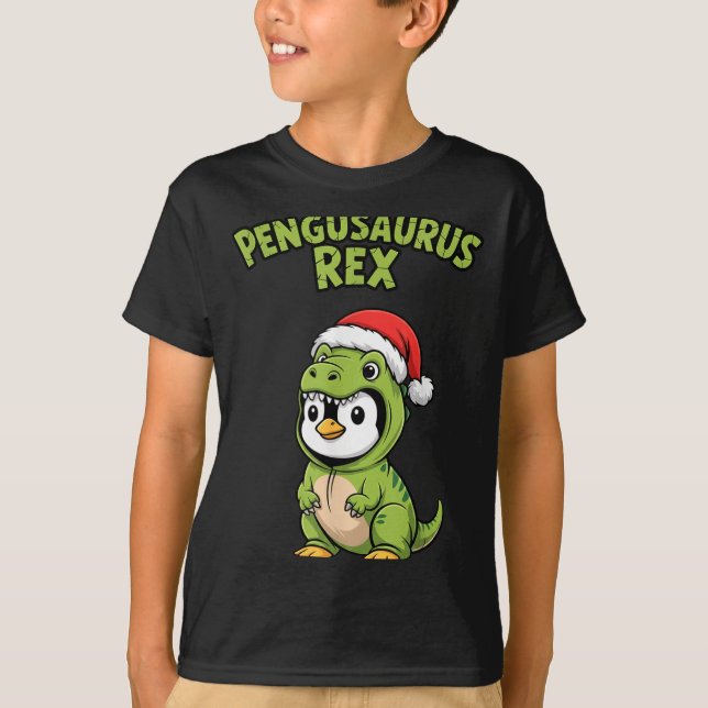 Funny Penguin T-rex Costume Christmas Kids Boys  T-Shirt (Front)