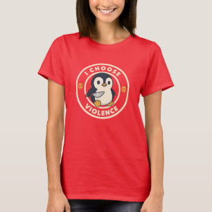 Funny Penguin With Knife I Choose Violence Meme T-Shirt