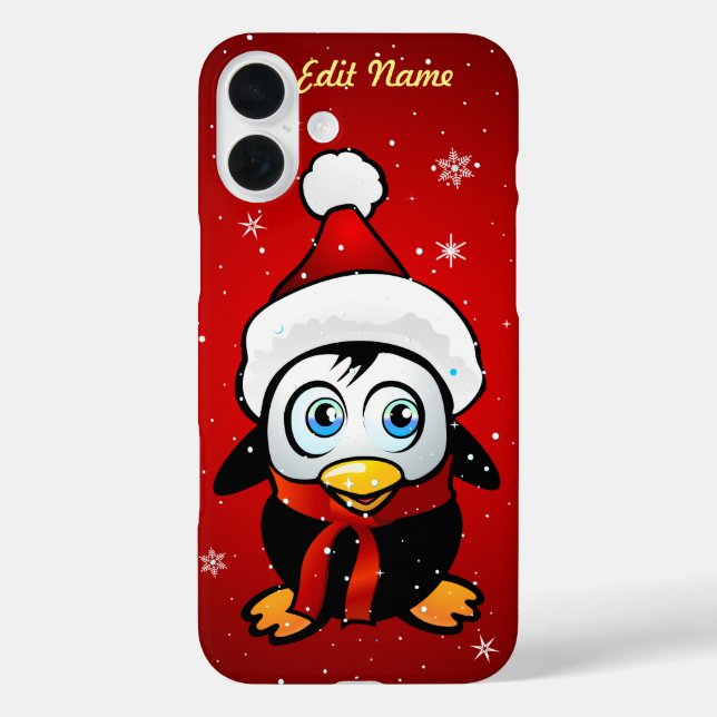 Funny Penguin With Xmas Hat Case-Mate iPhone Case (Back)