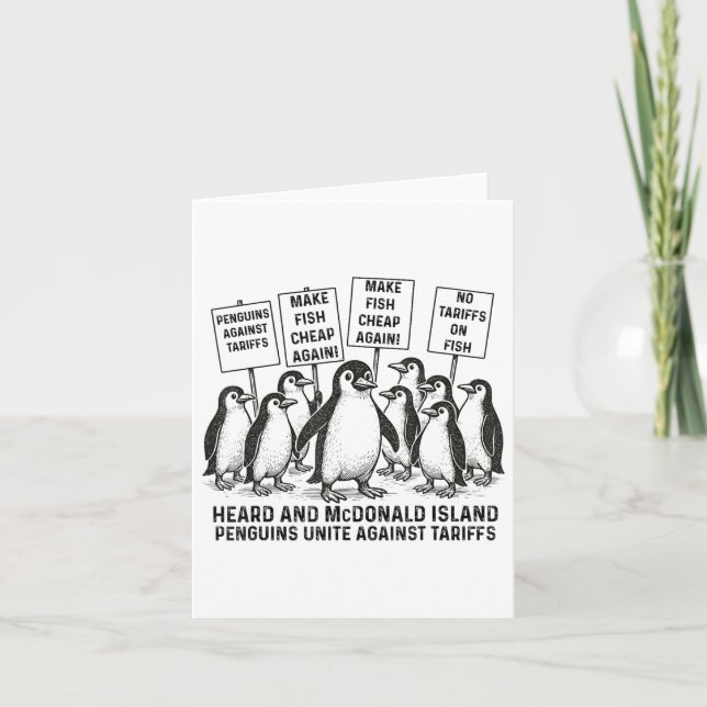 Funny Penguins Against Tariffs Heard Island Pengui Card (Front)