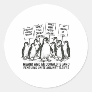 Funny Penguins Against Tariffs Heard Island Pengui Classic Round Sticker