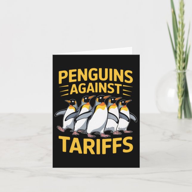 Funny Penguins Against Tariffs Liberation Day Wome Card (Front)