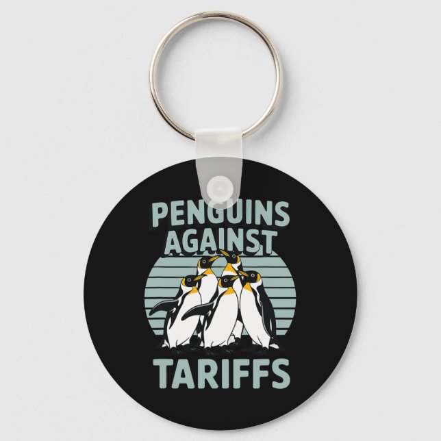 Funny Penguins Against Tariffs Liberation Day Wome Key Ring (Front)