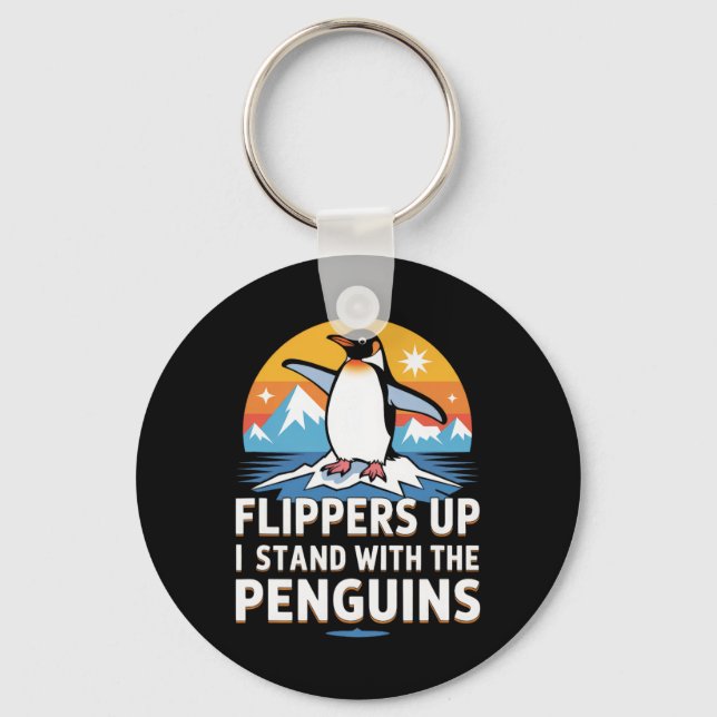 Funny Penguins Against Tariffs Liberation Day Wome Key Ring (Front)
