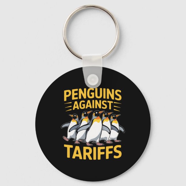 Funny Penguins Against Tariffs Liberation Day Wome Key Ring (Front)