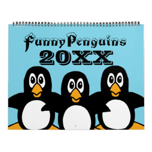 Funny Penguins Cartoons Large Calendar
