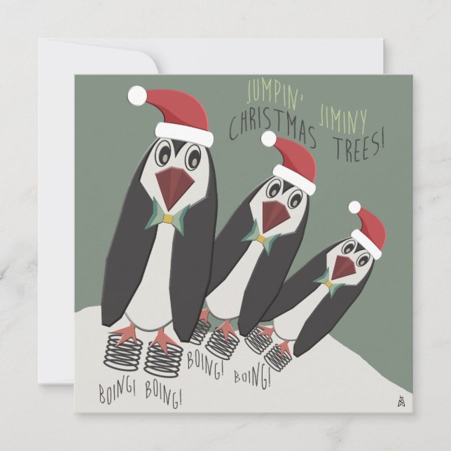 Funny Penguins Christmas Cookie Exchange Invitation (Front)