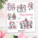 Funny Penguins in Pink Merry Christmas<br><div class="desc">This sticker is a set of cute penguins that have fun during the Christmas holidays and wish Merry Christmas,  and it's a lovely idea for the Xmas season.</div>