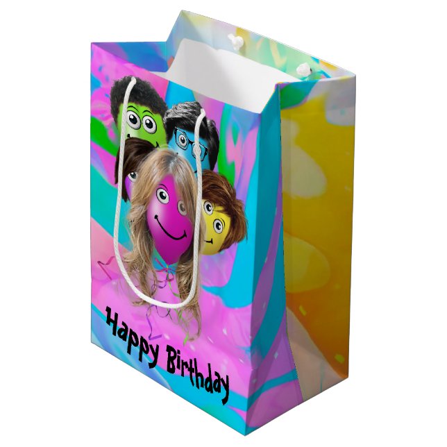 Funny People Birthday Balloons   Medium Gift Bag (Front Angled)