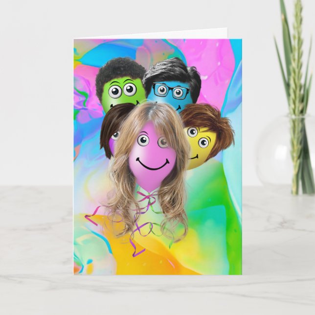 Funny People Birthday Party Balloons  Card (Front)