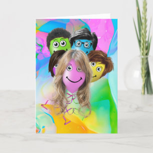 Funny People Birthday Party Balloons  Card